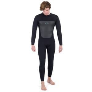 Compressie wetsuit met lange mouwen en geïntegreerd rugscherm voor watersport en buitenactiviteiten.
