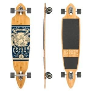 Vintage skateboards met Osprey branding en houten decks voor outdoor skateboardplezier, verkrijgbaar bij Winkel van Hugo.