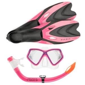 Pink zwemvleugel set met zwembril en snorkel voor outdoor watersporten.