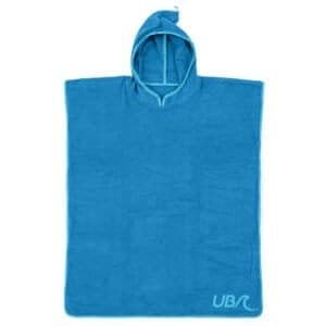 Slaapzak met capuchon en blote armen, blauw kleur, ideaal voor buitenactiviteiten.