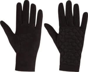 Zwarte fleece handschoenen voor buitenactiviteiten, comfortabel en waterdicht.