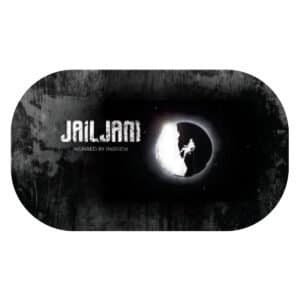 Jail Jam skateboard deck met zwart-witdonker ontwerp en maanprint voor buitenplezier.