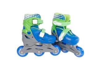 Kleurrijke kinderhockeyschaatsen met verstelbare banden en comfortabele pasvorm voor buitenplezier.