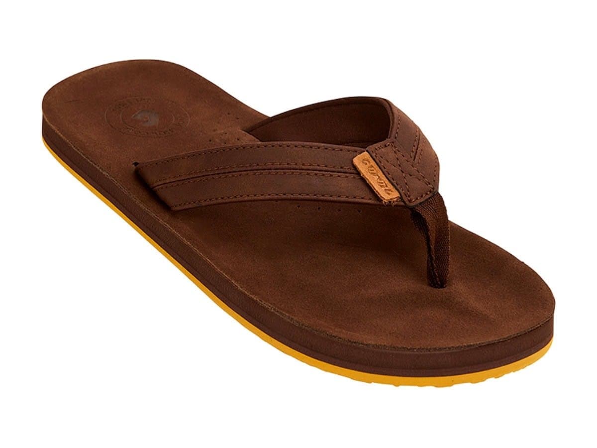 Cool Shoe Corp. Ruger Heren Slipper Chestnut met leren band en anatomisch voetbed