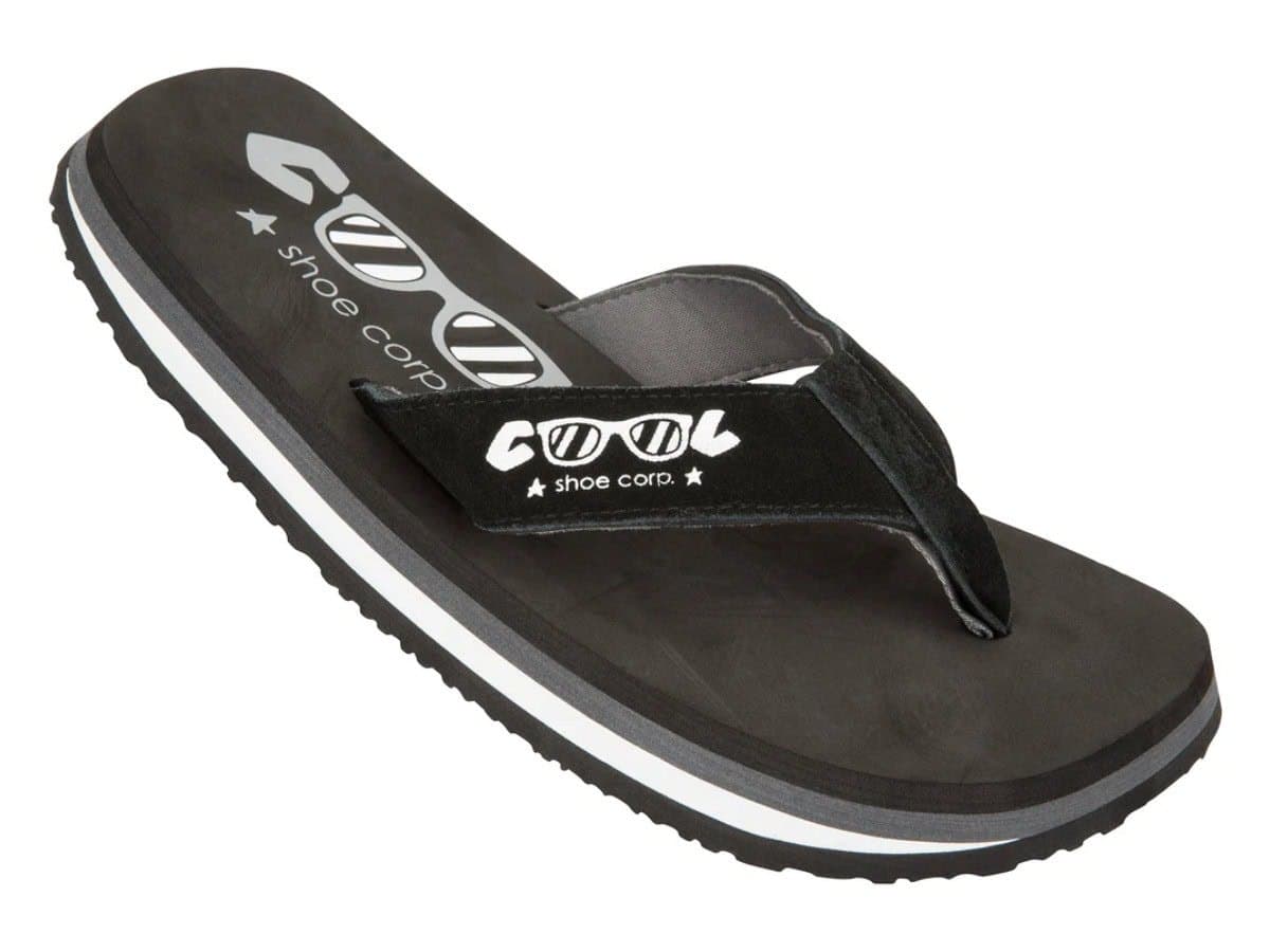Schuinaanzicht Comfortabele zwarte Cool Shoe teenslippers voor heren