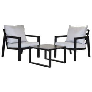 Hartman Mallorca Balkonset Zwart – 2 Persoons Aluminium Loungeset met Tafel