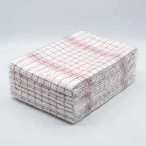 Horeca theedoeken 12 stuks 100% katoen rood-witte ruit