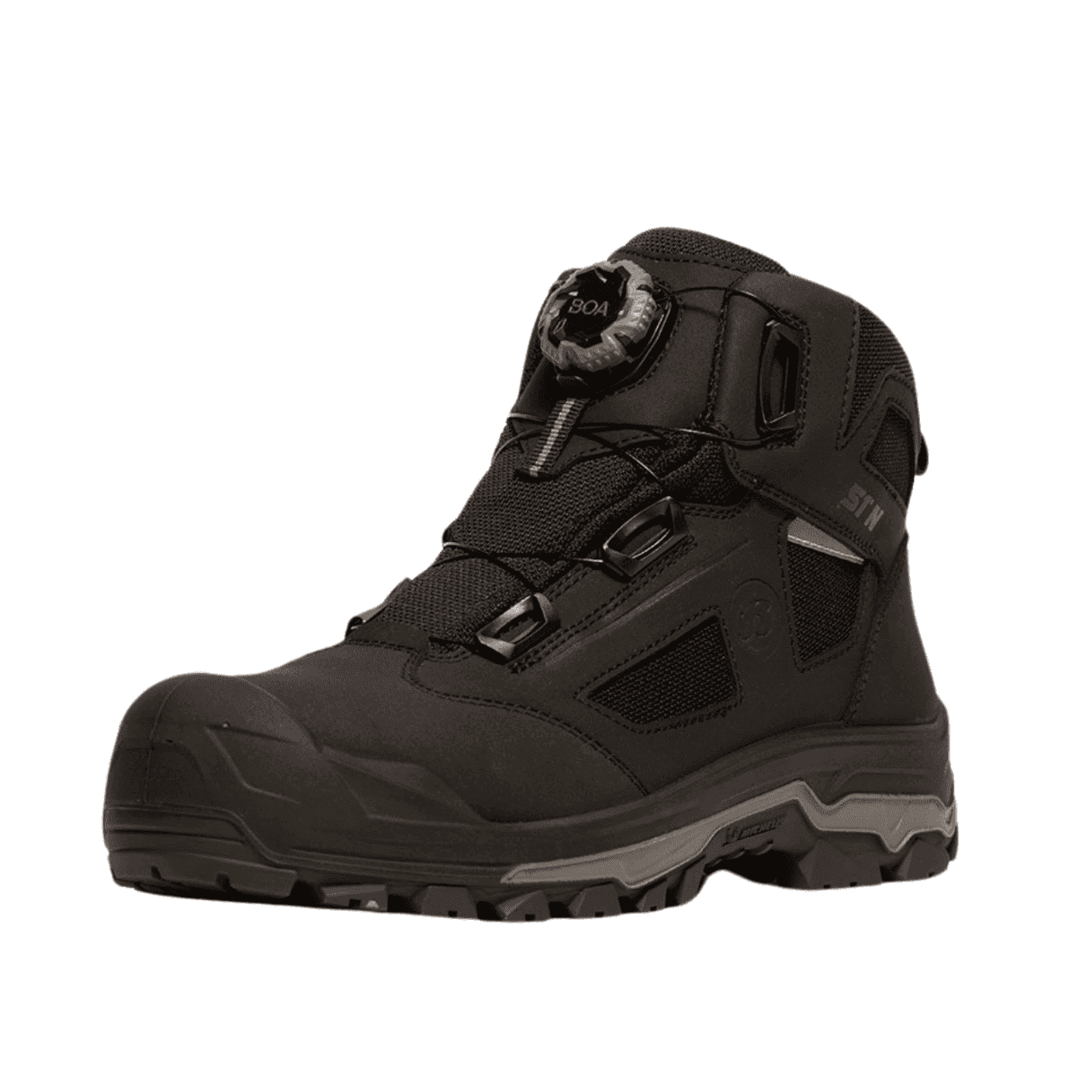 Veilig bergschoen voor outdoor sportactiviteiten met stevige zool en vetersluiting.