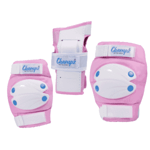 Pink skeeler beschermers voor kinderen, schokabsorberend en comfortabel, ideaal voor buitensporten en skateplezier.