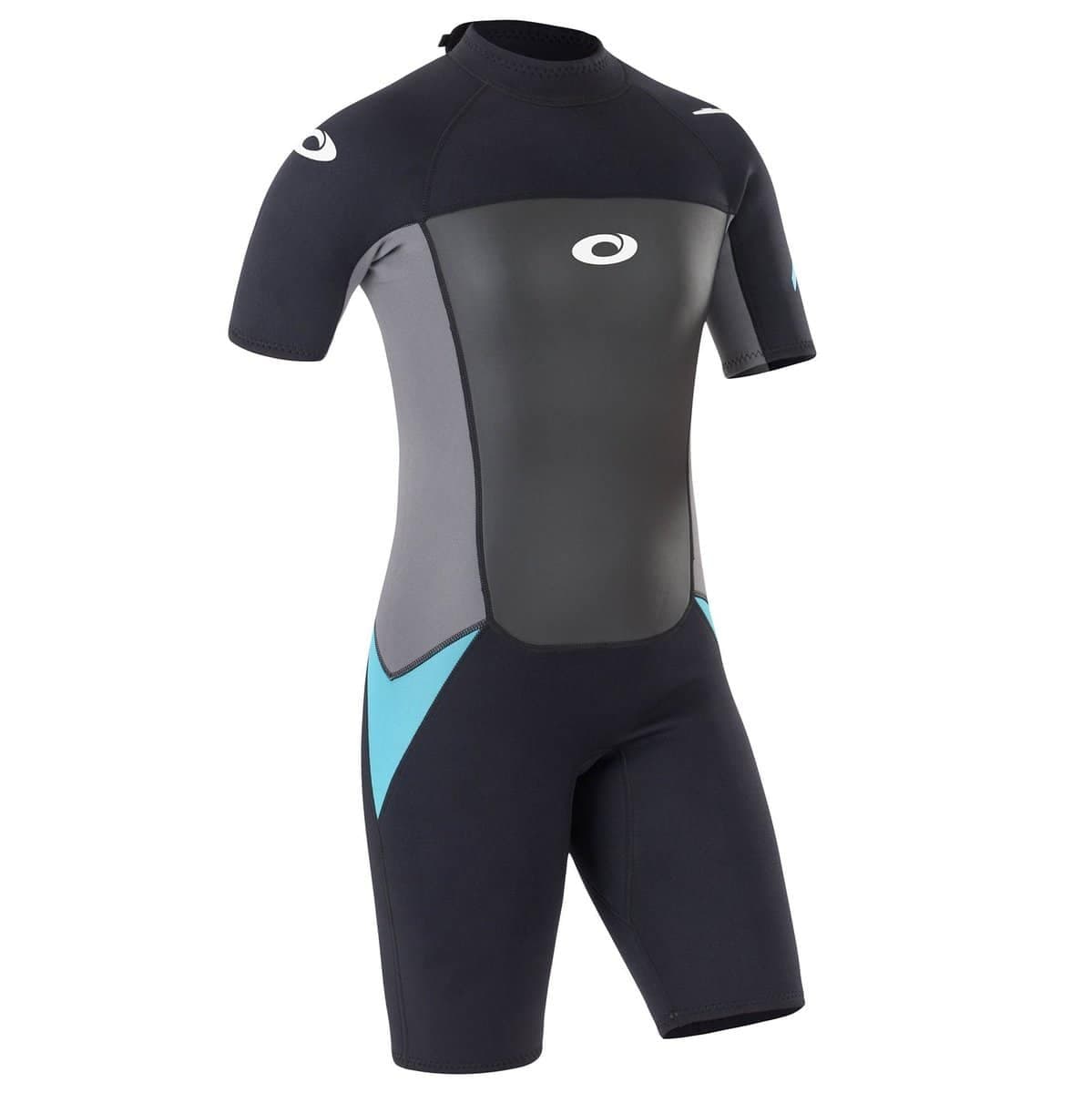 Lijn 1: Korte wetsuit voor surfen en watersporten, flexibel en ademend materiaal.