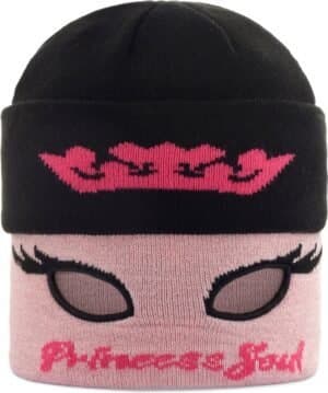 Warm zwart en roze skateterham met grafische print en gezichtsmasker design voor buitenactiviteiten.