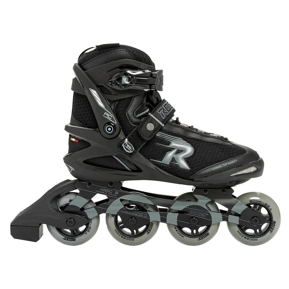 ROCES Pic TIF 80 inline skates zwart/grijs zijaanzicht