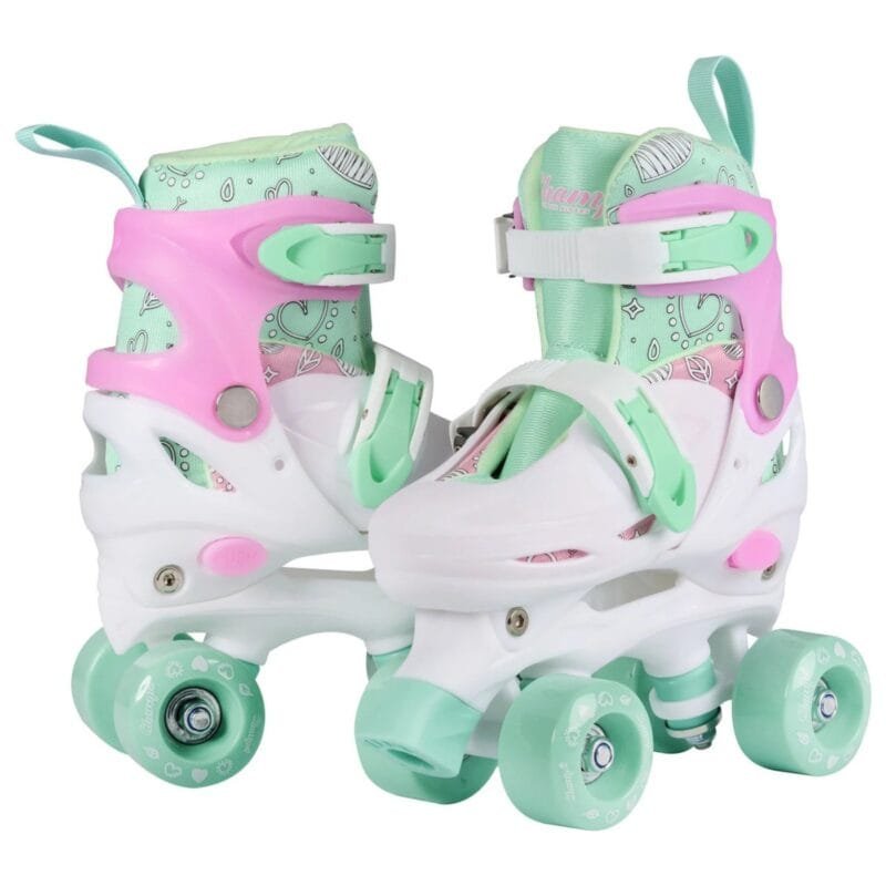 Champz verstelbare rolschaatsen voor kinderen – mintgroen/roze – 4 wielen, stevige schoen en verstelbare maat