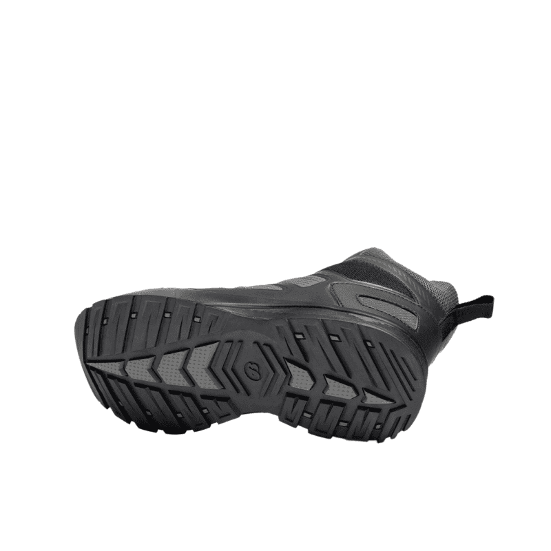 Hiking or skate shoes with sturdy sole for outdoor activities.