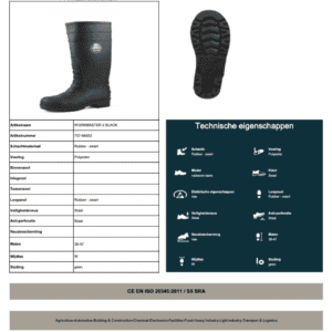 Werkmaster 2 Black rubber boots, waterproof with steel toecap and anti-perforation.