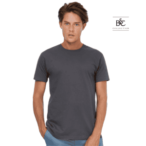Torn men's round neck t-shirt in grey, casual and comfortable.