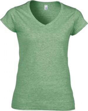 Soft green V-neck T-shirt for women, comfortable and casual.