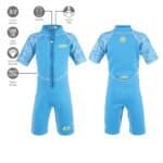 Short aquatique spacieux pour enfants avec fermeture éclair et tissu extensible, adapté aux activités aquatiques.