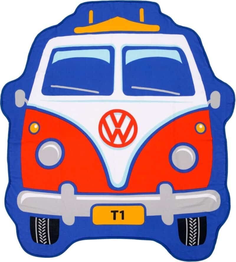 Petite voiture de dessin animé avec le logo Volkswagen et un design coloré. Convient pour les activités de plein air et les jeux d'enfants.