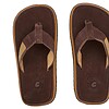 Brown slippers with beige straps and textured soles, ideal for outdoor leisure activities.