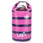 Robuuste waterdichte drybag in roze en navy met 30L inhoud en UGA logo.
