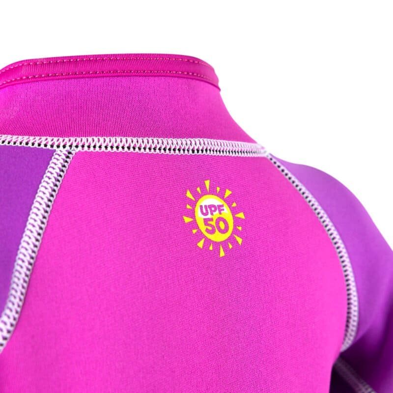 Dix-huit poignées pour l'extérieur et le sport, avec protection solaire UPF 50, dans les couleurs rose et violet.