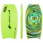 Bodyboard Osprey Cyclone 40 pouces en vert vibrant avec des motifs en spirale dynamiques