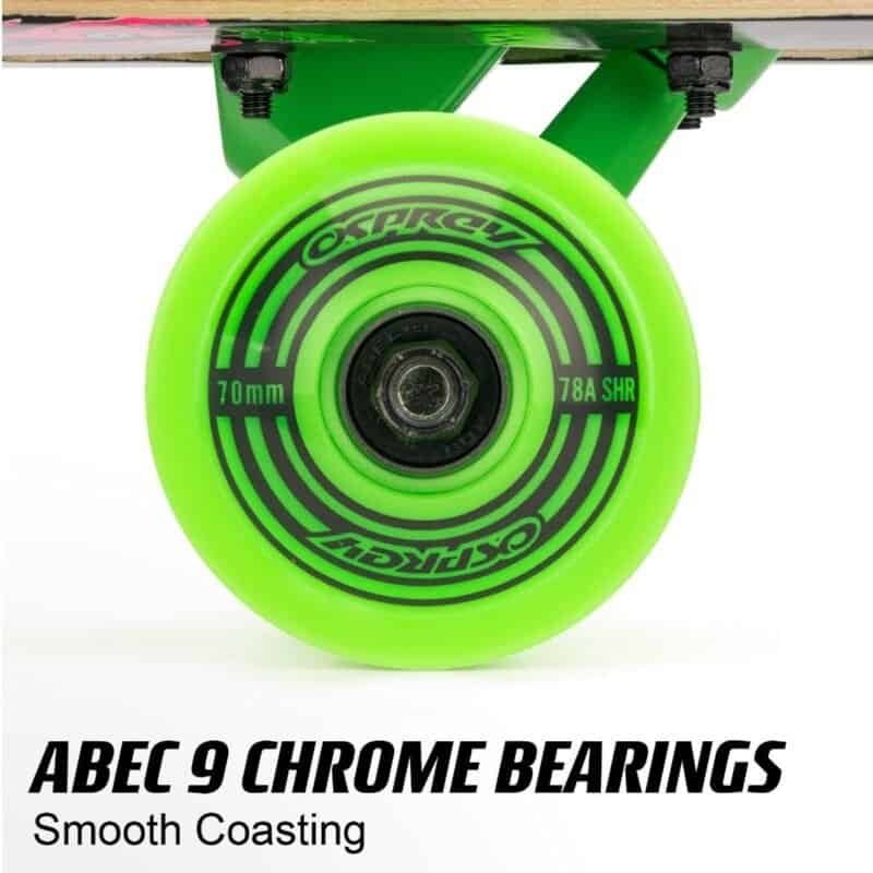 Great skate wheels with ABEC 9 Chrome bearing for smooth rides and durability.