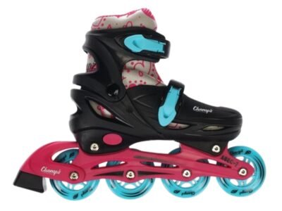 Zijaanzicht van Champz Verstelbare Kinder Inline Skates ABEC7 Hardboot Roze