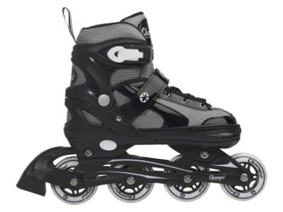 Zijaanzicht van Champz Verstelbare Kinder Inline Skates ABEC7 Semi-Softboot Zwart