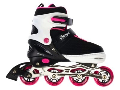 Zijaanzicht van Champz Verstelbare Kinder Inline Skates ABEC9 Semi-Softboot Roze