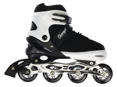 Zijaanzicht van Champz Verstelbare Kinder Inline Skates ABEC9 Semi-Softboot Zwart