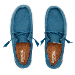 Chaussures bleues décontractées sans lacets pour les activités de plein air, hommes et femmes.