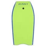 Grote groene skateboard met blauwe rand en Osprey logo.