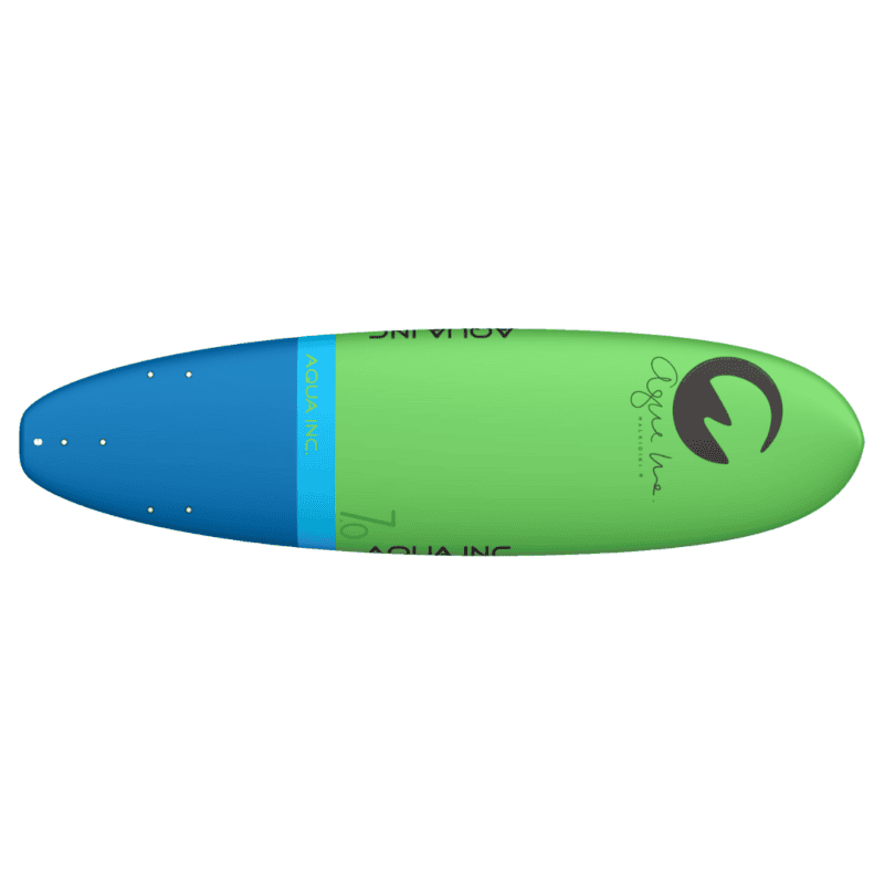 Quality skateboard with green and blue print, ideal for outdoor fun and skateboarding.