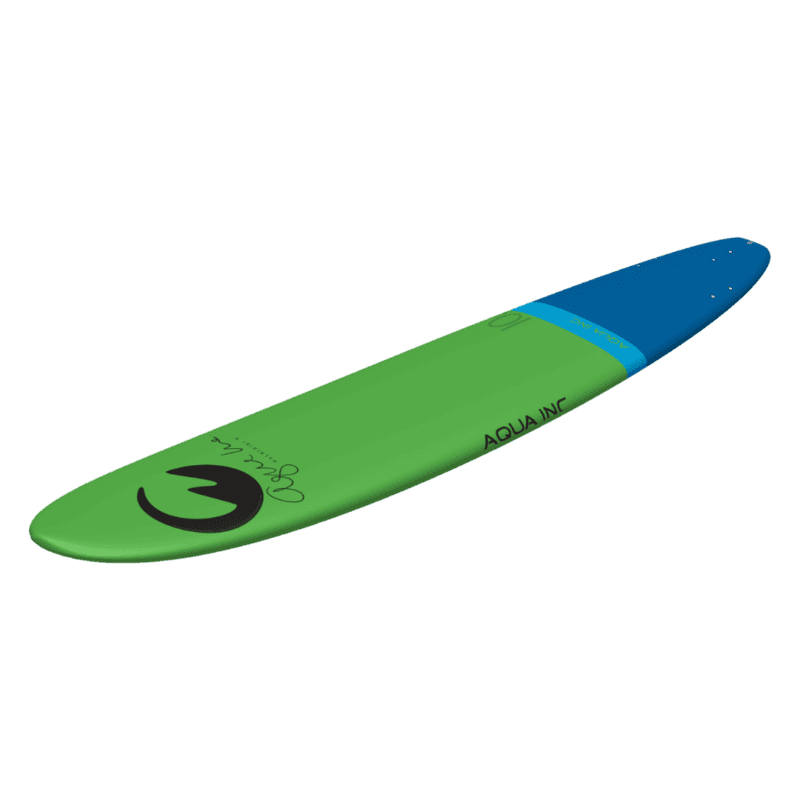 Aqua surfplank in groen en blauw, ideaal voor buitenplezier en watersport.