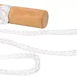 Wit touw met houten handvat voor buitenactiviteiten en spellen.