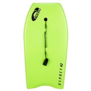 Schwimmhilfe met leash in fluorescerend geel, ideaal voor watersport en recreatie.