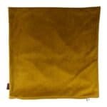 Gele velvet sierkussen zonder tekst, luxe en comfortabele uitstraling.
