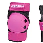 Protectie-sets voor skates, skateboard en buitenactiviteiten in roze en zwart.
