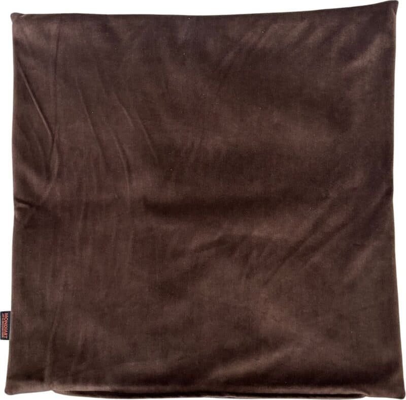 Coussin en cuir brun foncé pour l'extérieur, robuste et confortable.