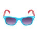 Cute children's sunglasses with blue front and pink ears, ideal for outdoor fun.