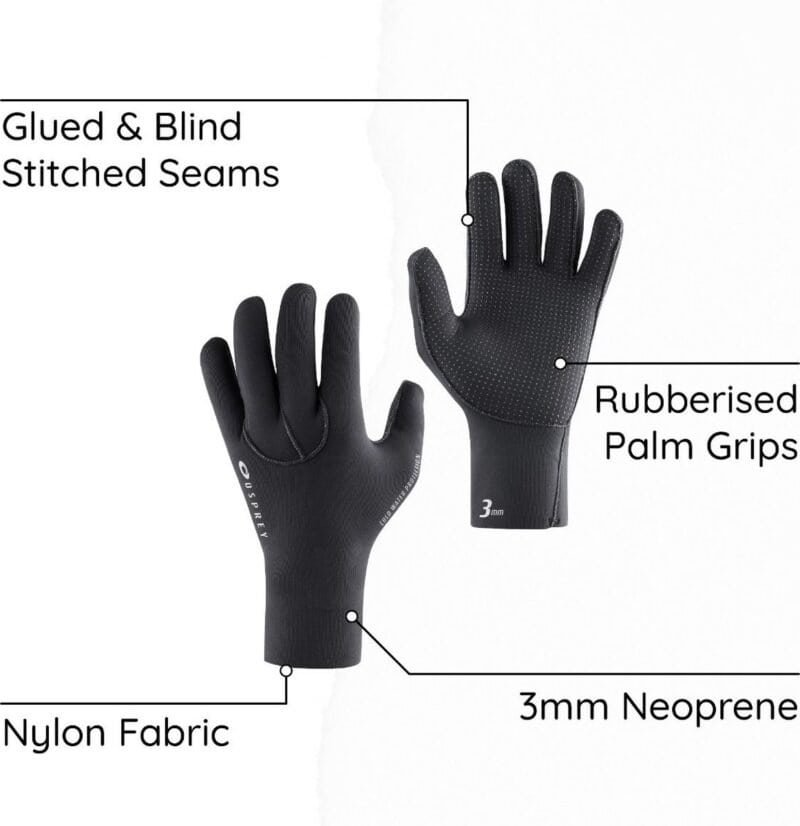 Knee socks made of neoprene and nylon with rubber palm grips and stitched seams for outdoor use.