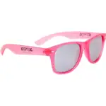 Pink skater sunglasses for kids with UV protection and shock-resistant lenses.