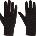 Black fleece gloves for outdoor activities, comfortable and waterproof.