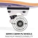 Roues en PU de 50 mm et 30 mm pour le skateboard, idéales pour une maniabilité maximale.