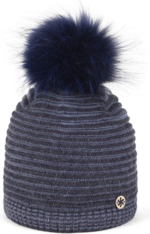 Granadilla Redford Beanie - Swarovski & Afneembare Pompon - Donkerblauw