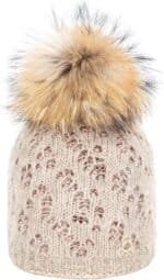 Bonnet d'hiver tricoté avec cloche et col en fourrure, accessoire chaud pour les jours froids.