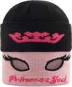 Warm zwart en roze skateterham met grafische print en gezichtsmasker design voor buitenactiviteiten.