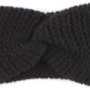 Gestricktes schwarzes Stirnband mit Schleife und Metalllogo-Detail für Damen und Herren.
